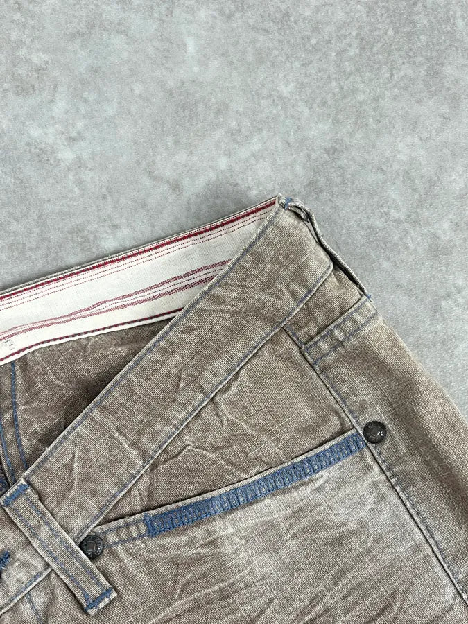 2000s Marithé + François Girbaud Beige Cracked Denim Jeans qXOsfMm 7