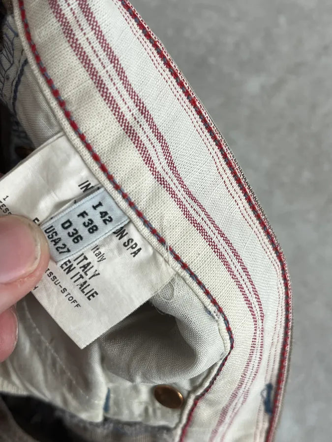 2000s Marithé + François Girbaud Beige Cracked Denim Jeans qXOsfMm 12