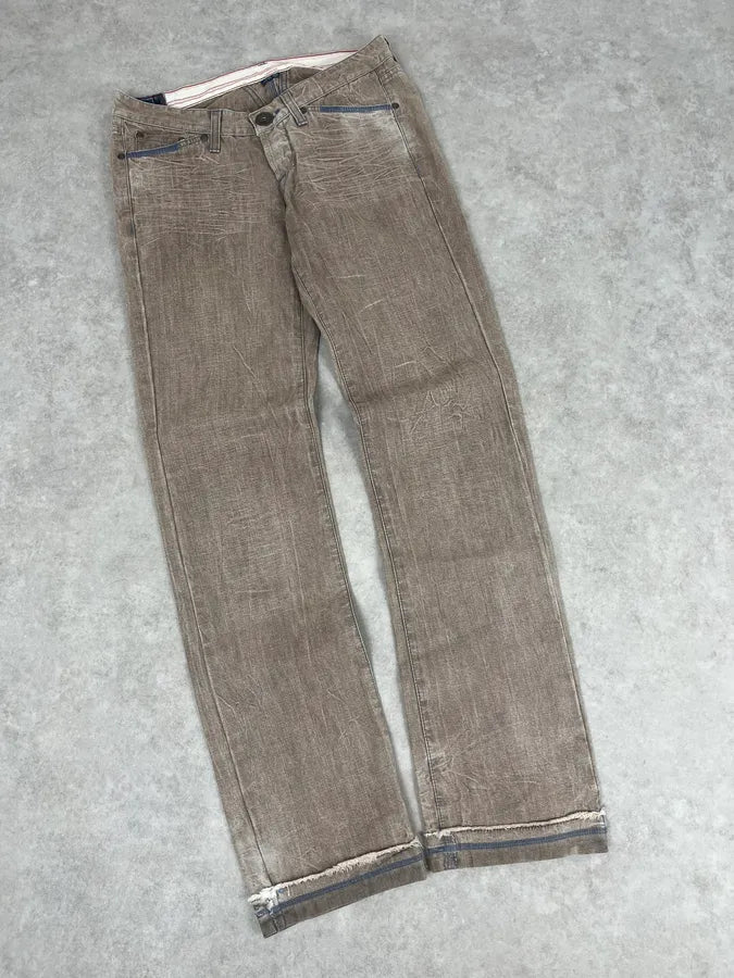 2000s Marithé + François Girbaud Beige Cracked Denim Jeans qXOsfMm 5