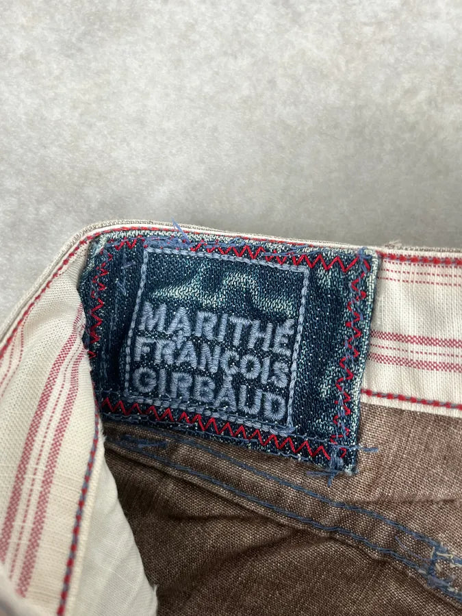 2000s Marithé + François Girbaud Beige Cracked Denim Jeans qXOsfMm 10