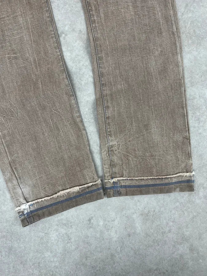 2000s Marithé + François Girbaud Beige Cracked Denim Jeans qXOsfMm 9