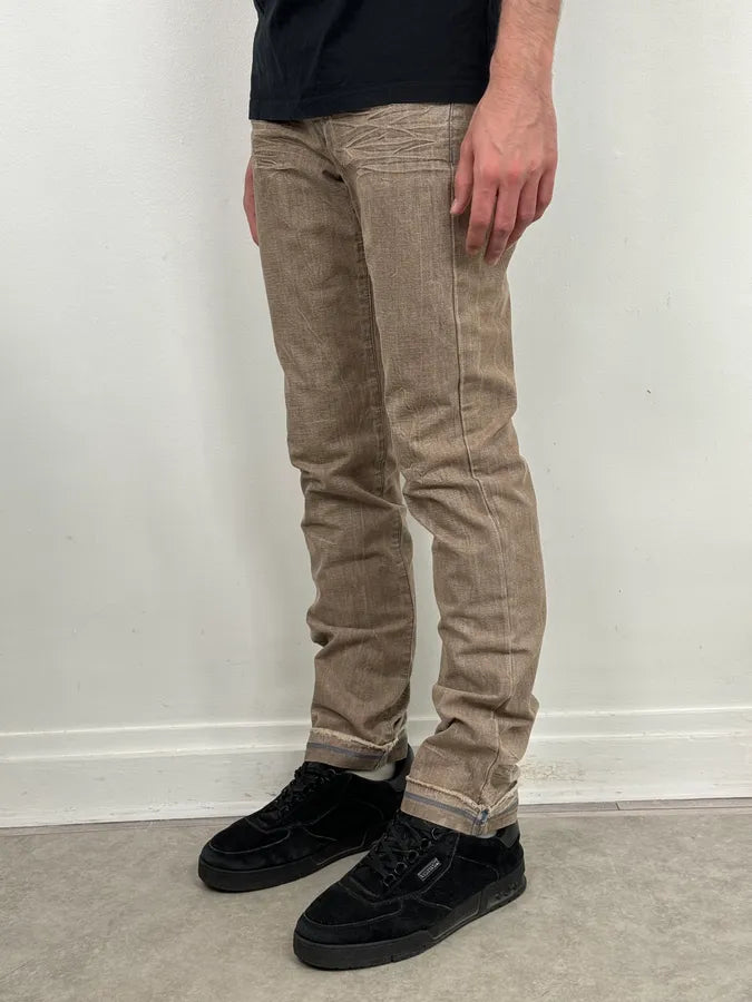 2000s Marithé + François Girbaud Beige Cracked Denim Jeans qXOsfMm 4