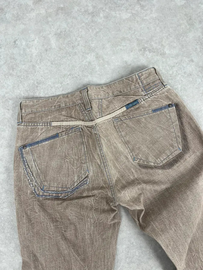 2000s Marithé + François Girbaud Beige Cracked Denim Jeans qXOsfMm 6