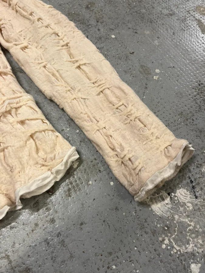 2000s Marithé + François Girbaud Beige Distressed Wool Buttoned Cardigan Blazer nczfRyL 3