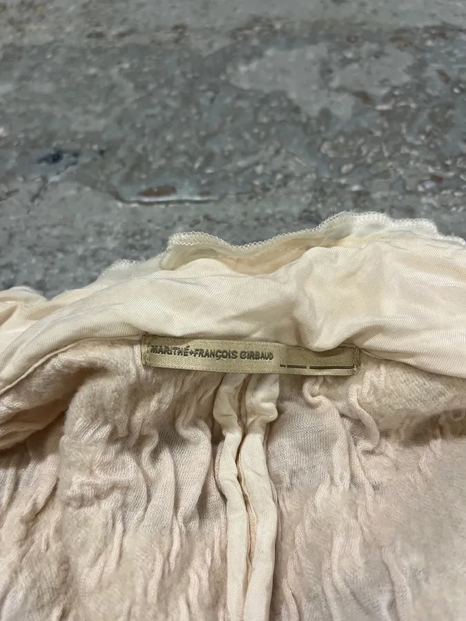 2000s Marithé + François Girbaud Beige Distressed Wool Buttoned Cardigan Blazer nczfRyL 7