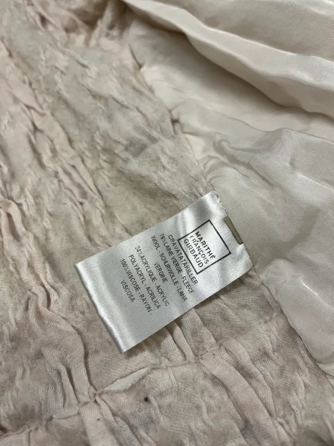 2000s Marithé + François Girbaud Beige Distressed Wool Buttoned Cardigan Blazer nczfRyL 8