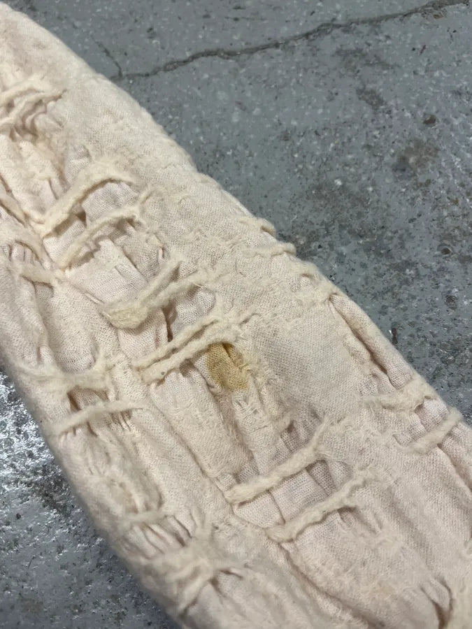 2000s Marithé + François Girbaud Beige Distressed Wool Buttoned Cardigan Blazer nczfRyL 9