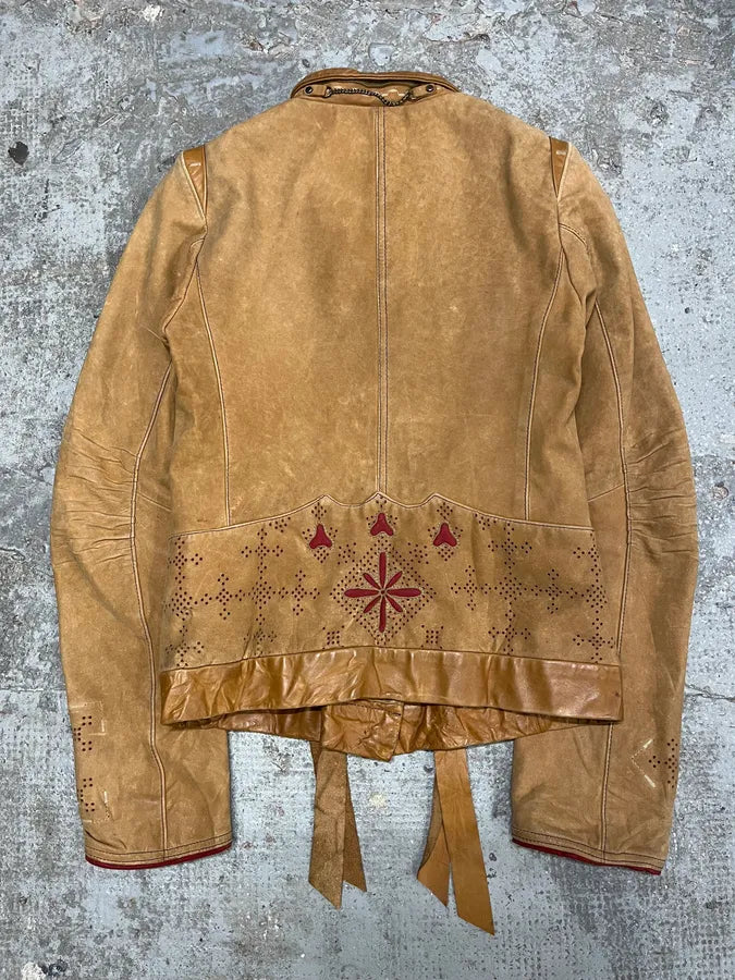 2000s Marithé + François Girbaud Beige Leather Buttoned Jacket tkQHJtZ 4