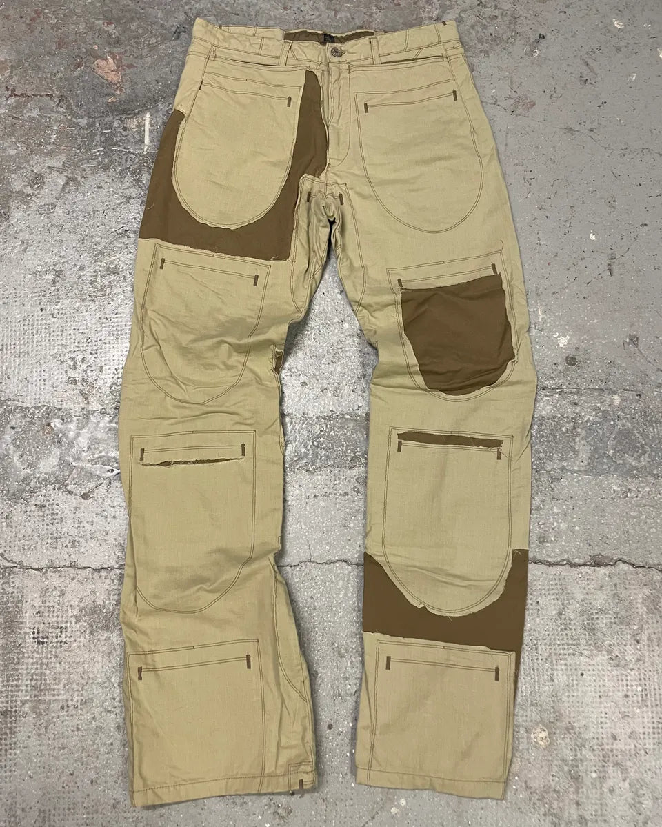 2000s Marithé + François Girbaud Beige Patchwork Trompe L’oeil Effect Pants (M) 0