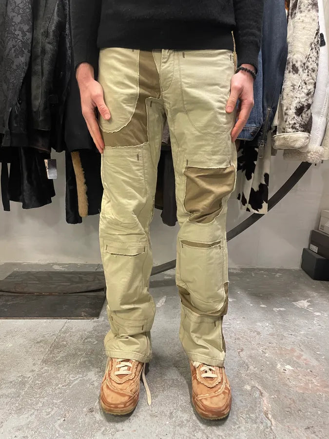 2000s Marithé + François Girbaud Beige Patchwork Trompe L’oeil Effect Pants (M) 1
