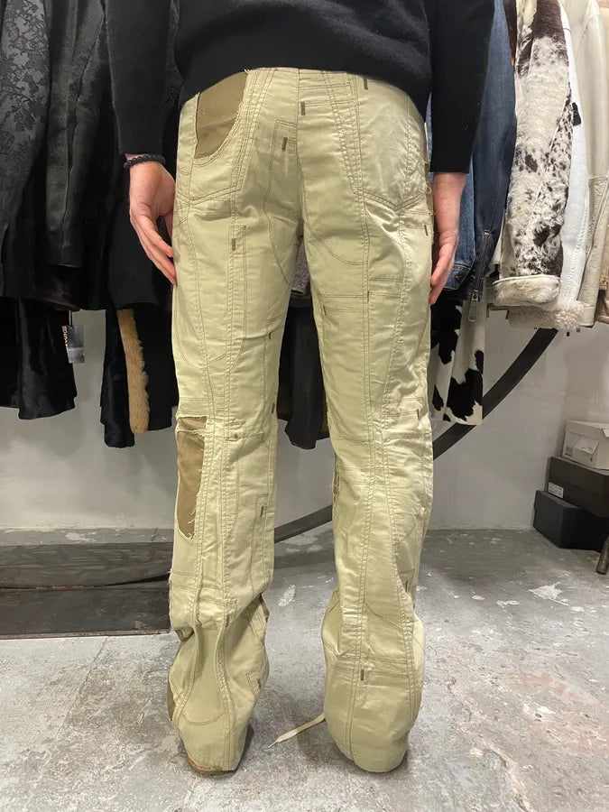 2000s Marithé + François Girbaud Beige Patchwork Trompe L’oeil Effect Pants (M) 3