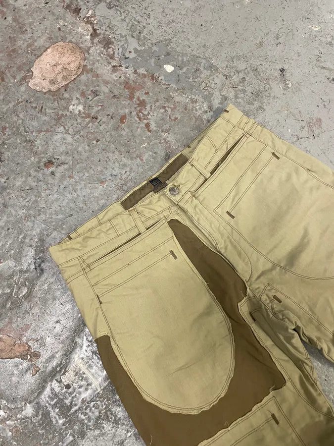 2000s Marithé + François Girbaud Beige Patchwork Trompe L’oeil Effect Pants (M) 5