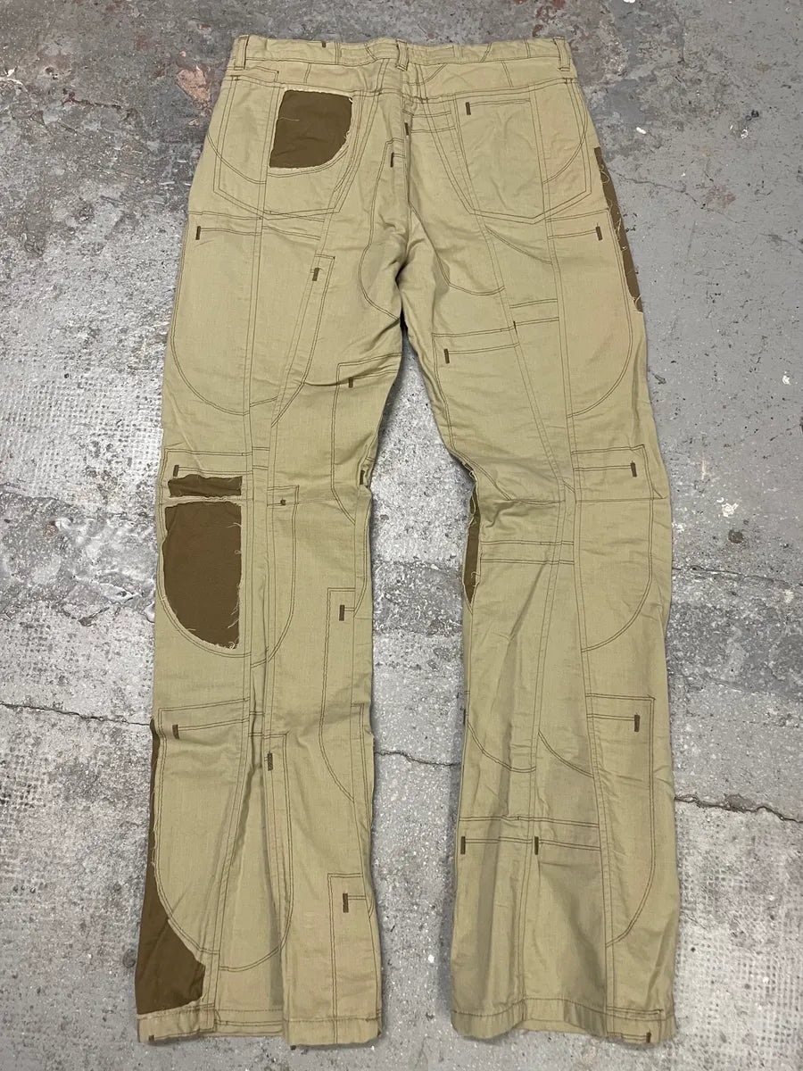 2000s Marithé + François Girbaud Beige Patchwork Trompe L’oeil Effect Pants (M) 6