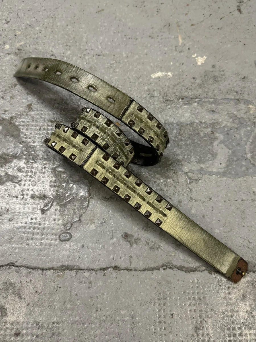 2000s Marithé + François Girbaud Beige Studded Leather Belt ihwVEAe 0