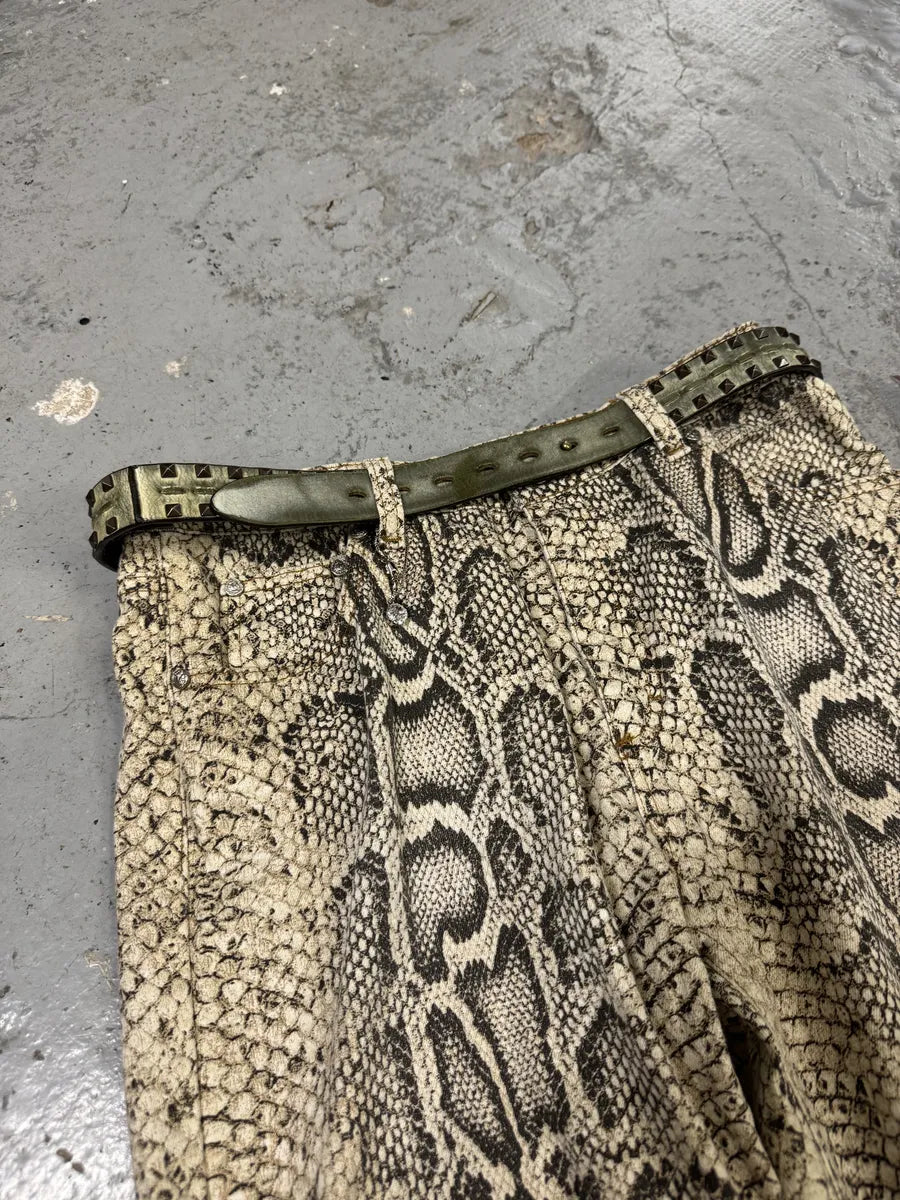 2000s Marithé + François Girbaud Beige Studded Leather Belt ihwVEAe 2