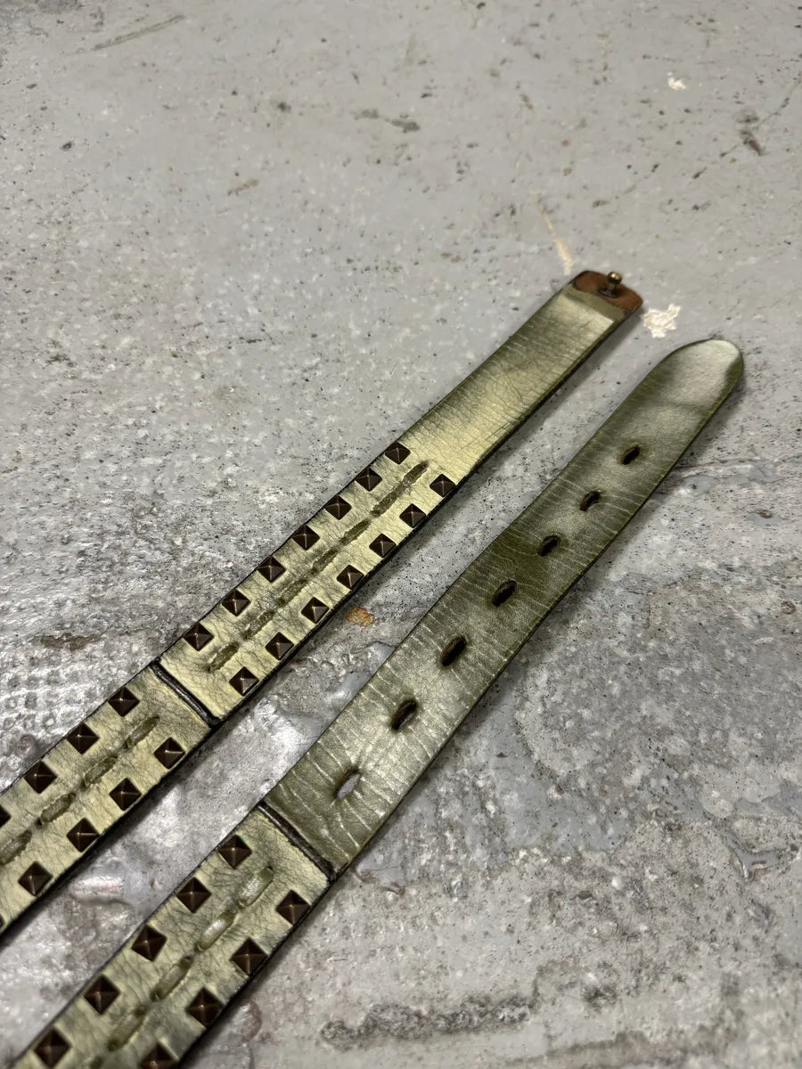 2000s Marithé + François Girbaud Beige Studded Leather Belt ihwVEAe 7