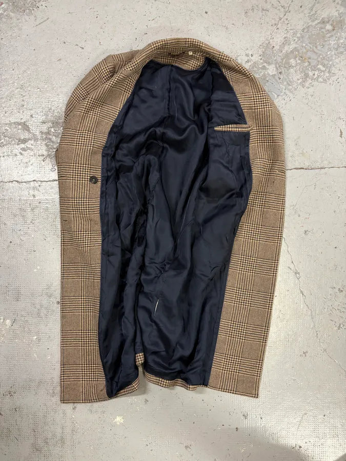 2000s Marithé + François Girbaud Beige Wool Tartan Long Coat mziosRq 6