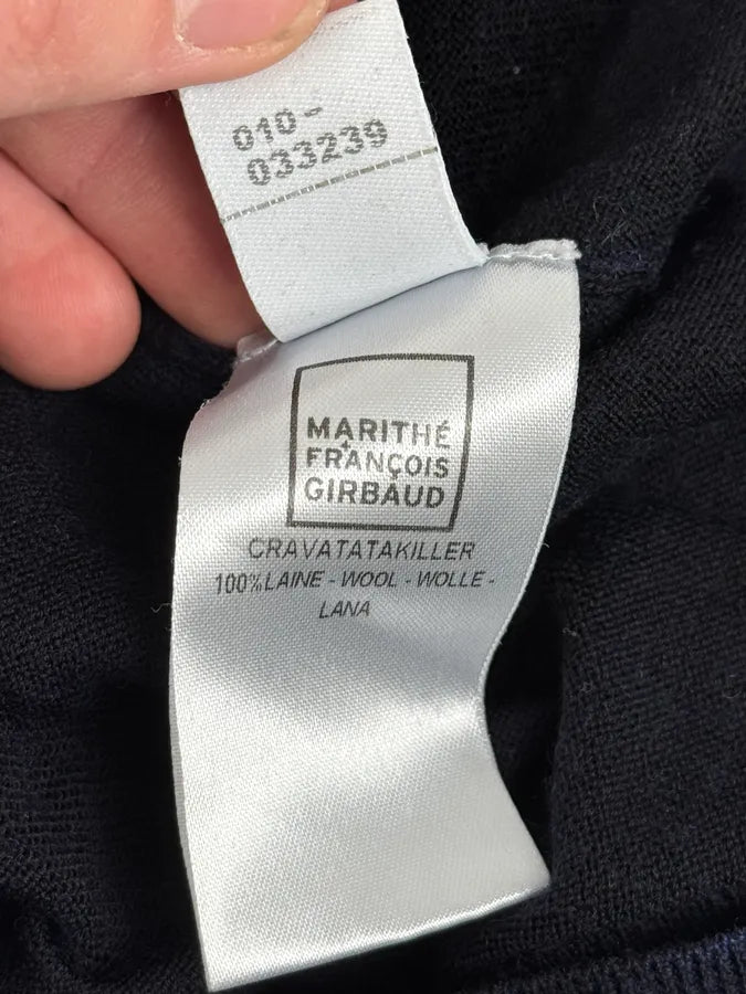 2000s Marithé + François Girbaud Black & Blue V Neck Irregular Sweater zubIfOU 9