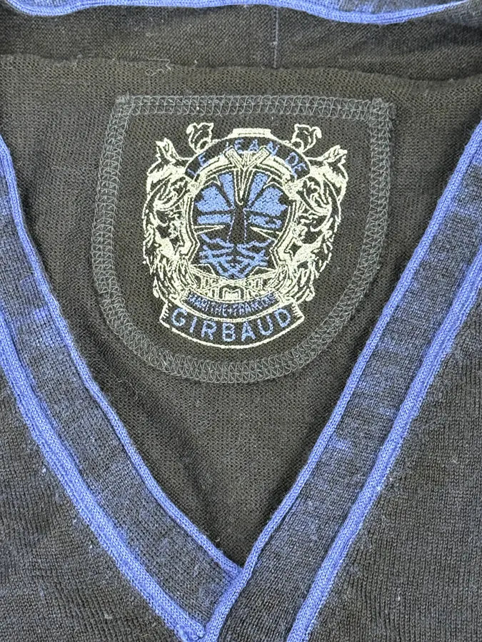 2000s Marithé + François Girbaud Black & Blue V Neck Irregular Sweater zubIfOU 7