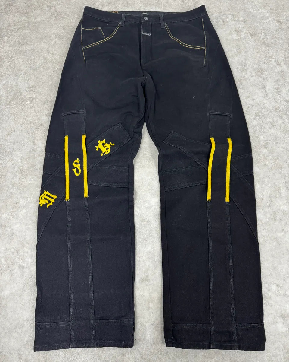 2000s Marithé + François Girbaud Black & Yellow Pants ZnpOlZy 3