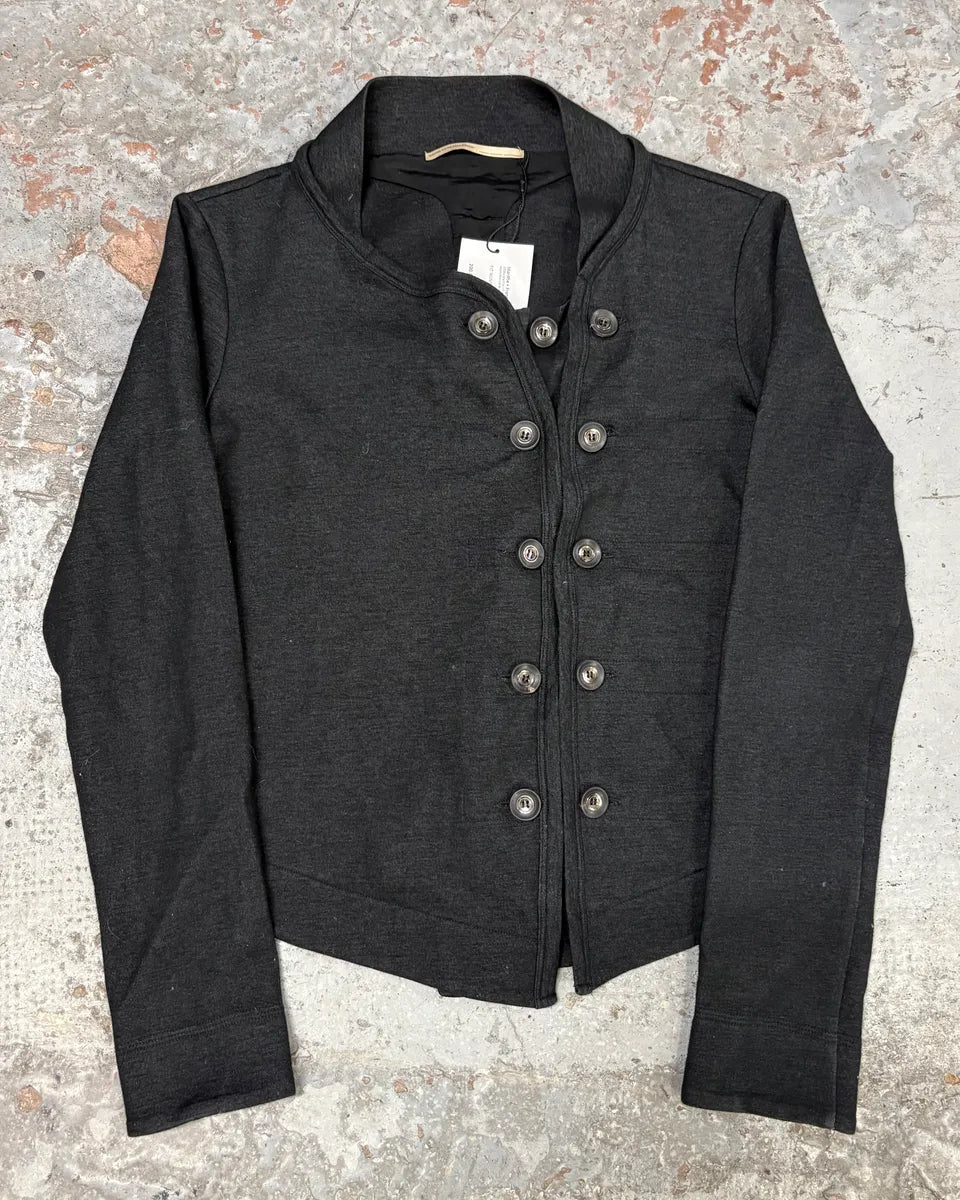 2000s Marithé + François Girbaud Black Asymmetrical Buttoned Officer Sweater HlZlJVi 0
