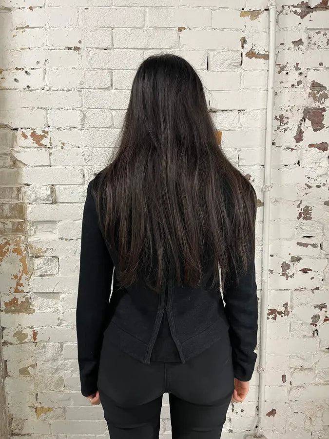 2000s Marithé + François Girbaud Black Asymmetrical Buttoned Officer Sweater HlZlJVi 2