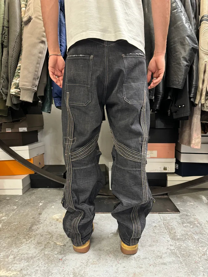 2000s Marithé + François Girbaud Black Avant-Garde Biker Denim Jeans WlYrHHc 3