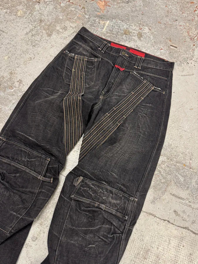 2000s Marithé + François Girbaud Black Avant-Garde Biker Denim Jeans WlYrHHc 4
