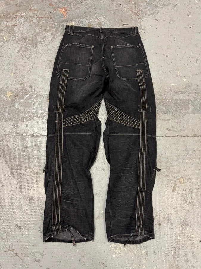 2000s Marithé + François Girbaud Black Avant-Garde Biker Denim Jeans WlYrHHc 5