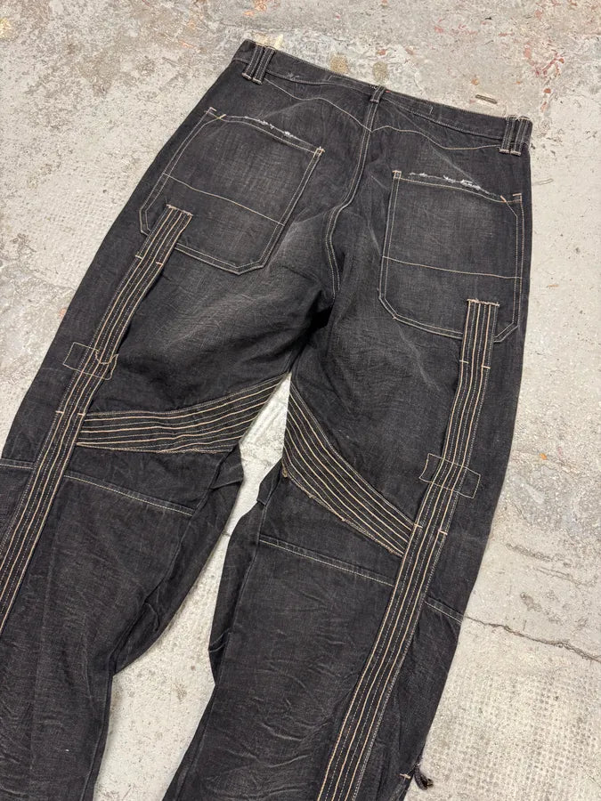 2000s Marithé + François Girbaud Black Avant-Garde Biker Denim Jeans WlYrHHc 7