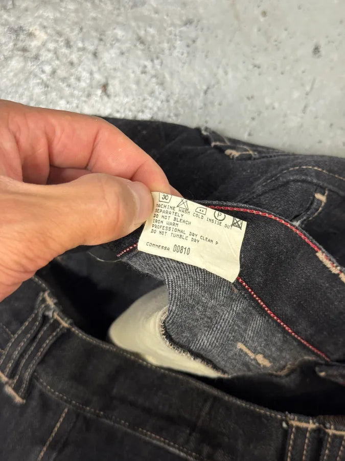 2000s Marithé + François Girbaud Black Avant-Garde Biker Denim Jeans WlYrHHc 8