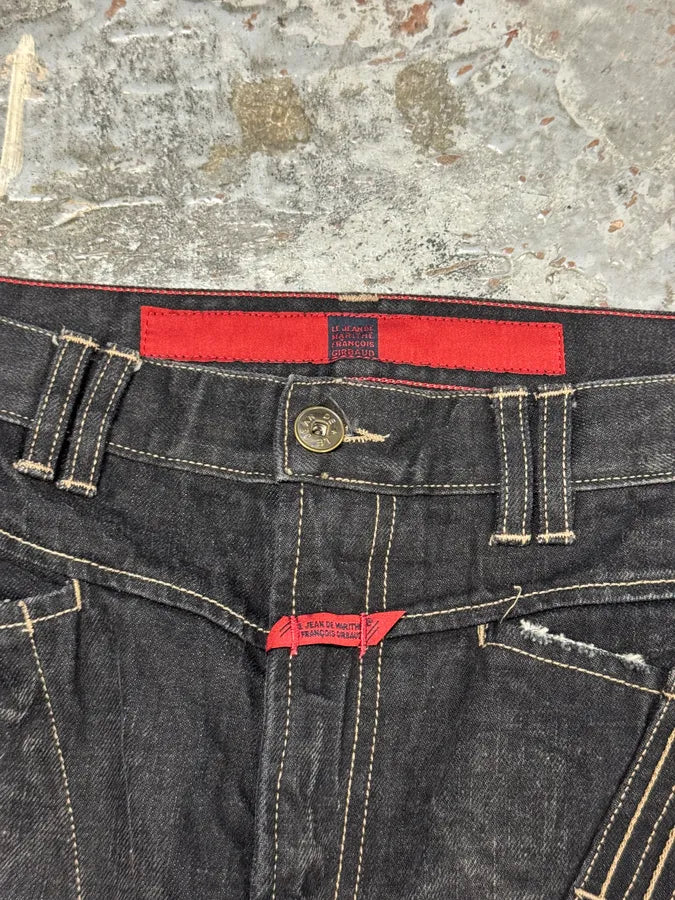 2000s Marithé + François Girbaud Black Avant-Garde Biker Denim Jeans WlYrHHc 9