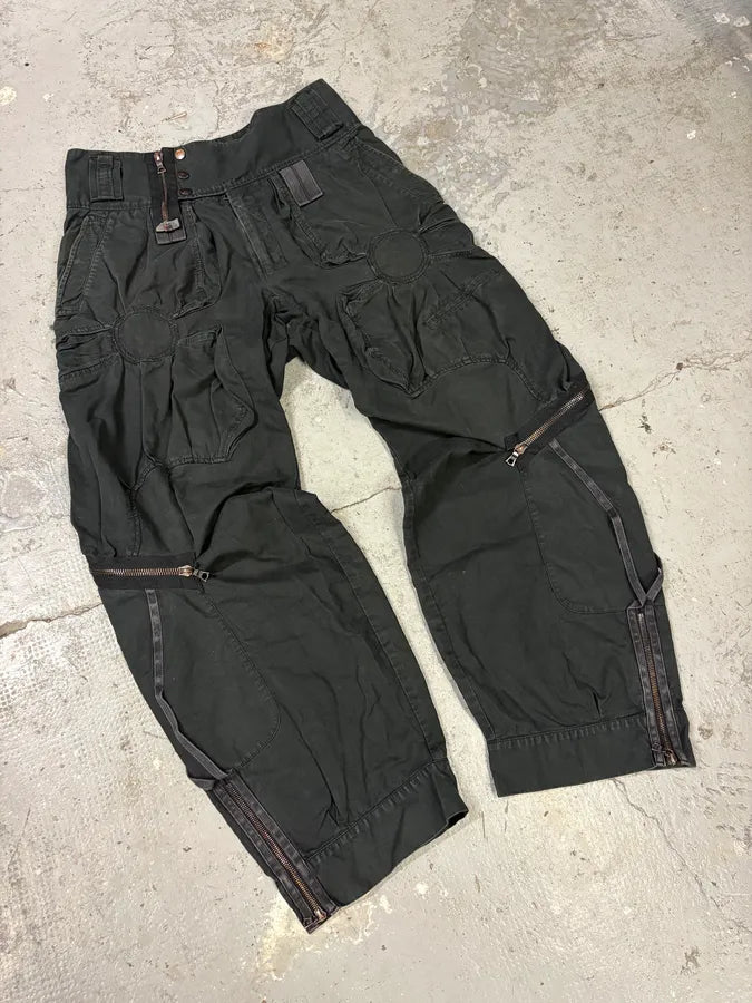 2000s Marithé + François Girbaud Black Avant-Garde Cargo Pants (M) MtBHLBh 4