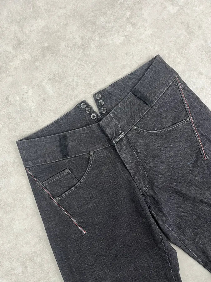 2000s Marithé + François Girbaud Dark Grey Avant-Garde Flared Denim Jeans OfyJHIL 5