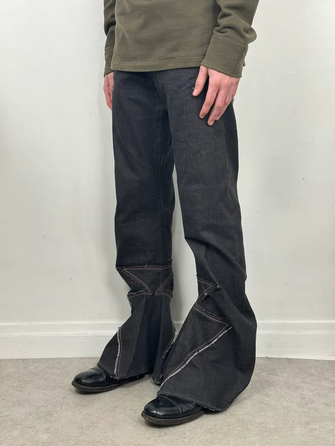 2000s Marithé + François Girbaud Dark Grey Avant-Garde Flared Denim Jeans OfyJHIL 2