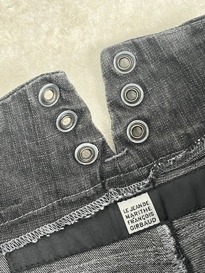 2000s Marithé + François Girbaud Dark Grey Avant-Garde Flared Denim Jeans OfyJHIL 10