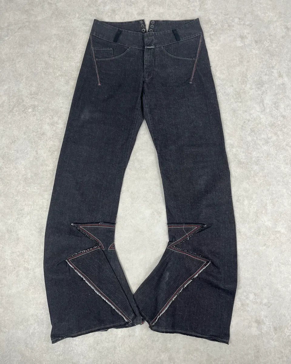 2000s Marithé + François Girbaud Dark Grey Avant-Garde Flared Denim Jeans OfyJHIL 0