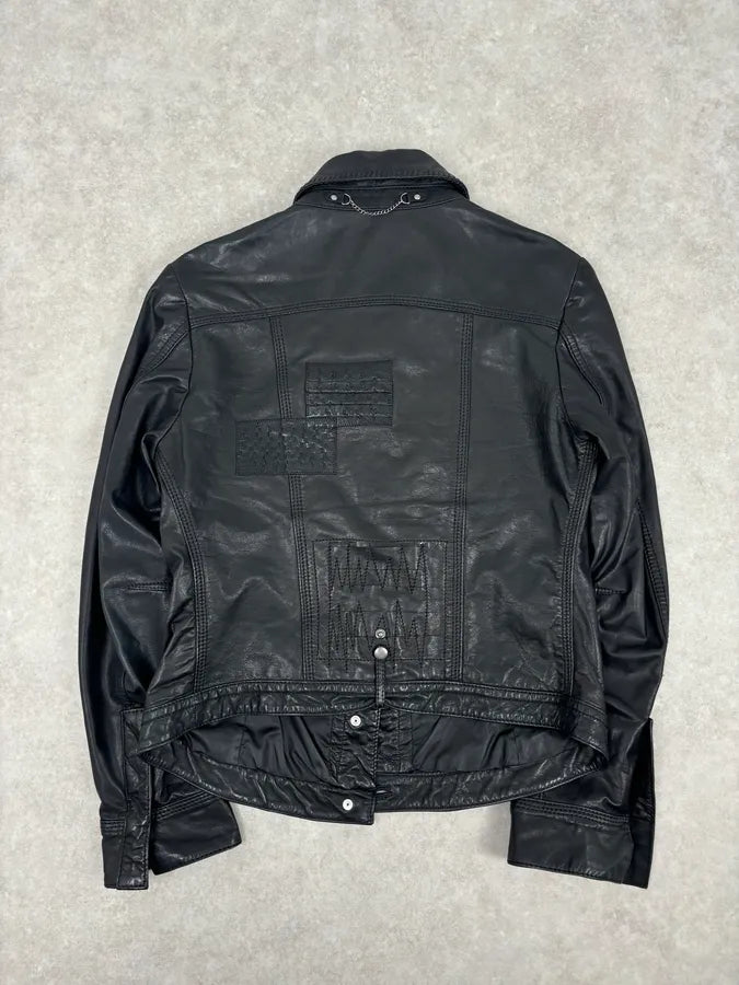 2000s Marithé + François Girbaud Black Buttoned Modern Leather Jacket qgWikXB 4
