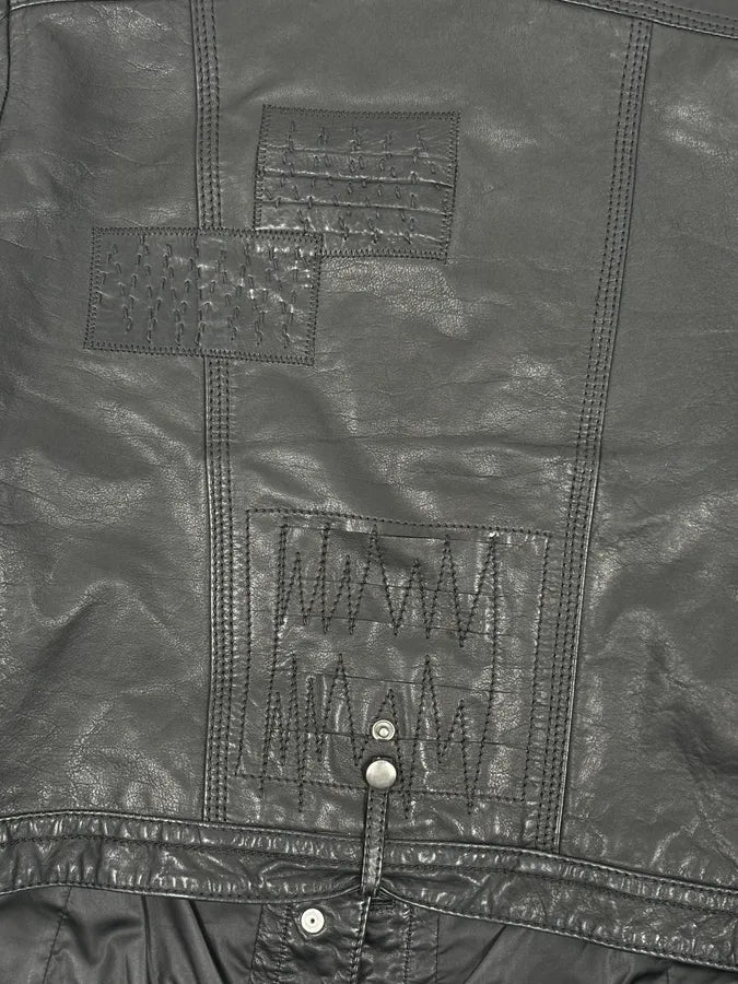 2000s Marithé + François Girbaud Black Buttoned Modern Leather Jacket qgWikXB 8