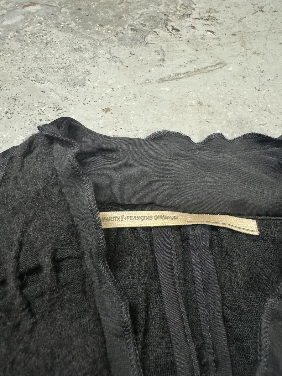 2000s Marithé + François Girbaud Black Distressed Wool Buttoned Cardigan Blazer (M/L) DgxxpXE 10