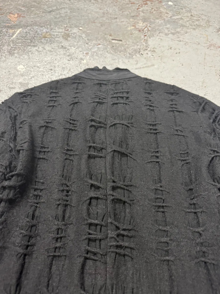 2000s Marithé + François Girbaud Black Distressed Wool Buttoned Cardigan Blazer (M/L) DgxxpXE 6