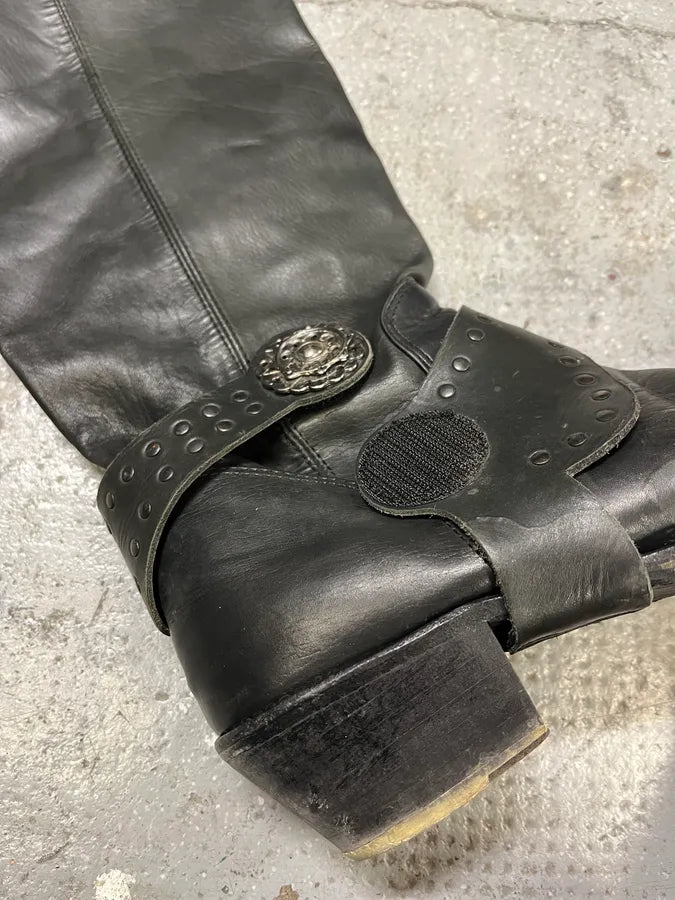 2000s Marithé + François Girbaud Black Embellished Rock Ankle Leather Boots (37eu/us5) ChBvUzT 5