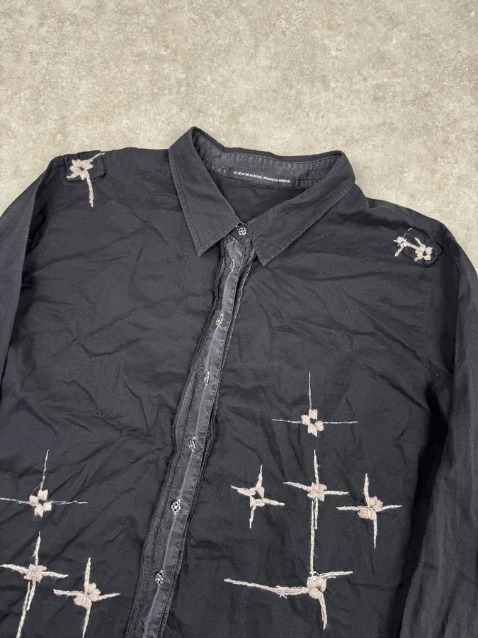 2000s Marithé + François Girbaud Black Embroidered Star Shirt QRltsXg 4