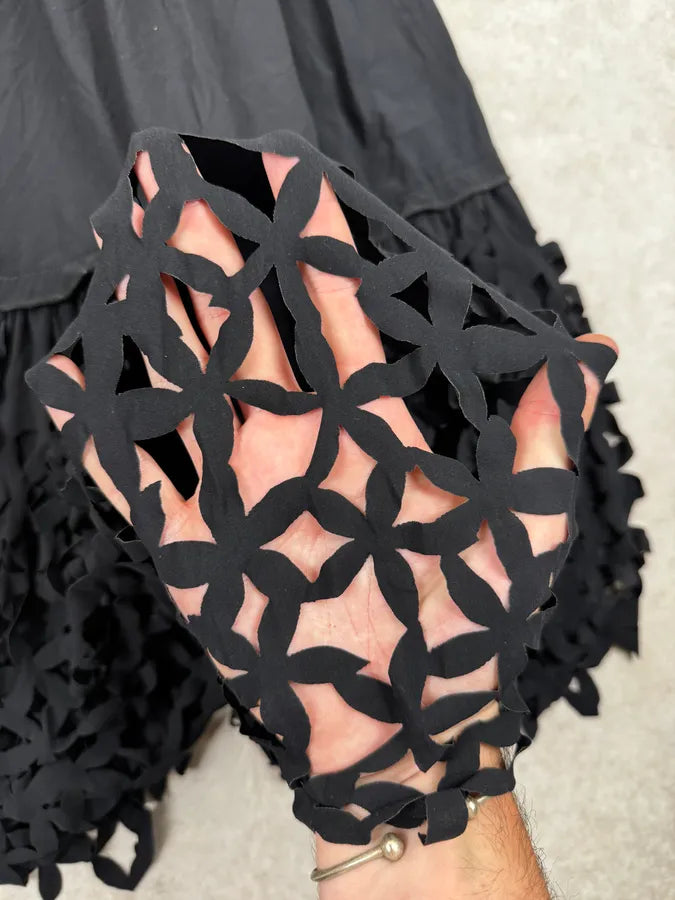 2010s Marithé + François Girbaud Black Flower Lace Dress suppCxb 8
