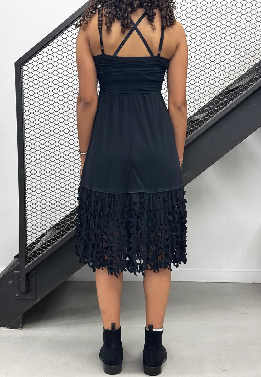 2010s Marithé + François Girbaud Black Flower Lace Dress suppCxb 4