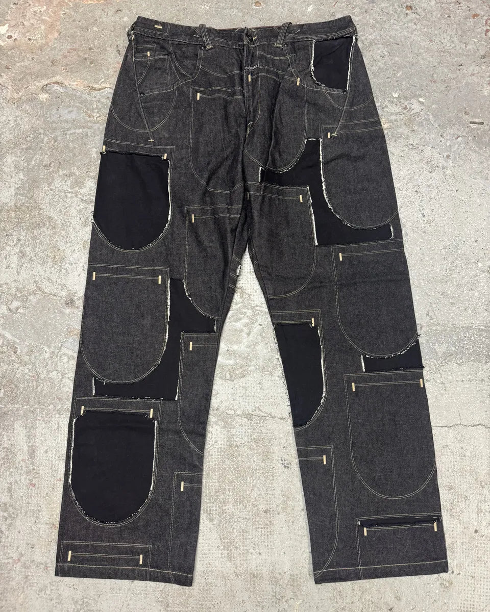 2000s Marithé + François Girbaud Black Hybrid Patchwork Pockets Pants vZURroD 2