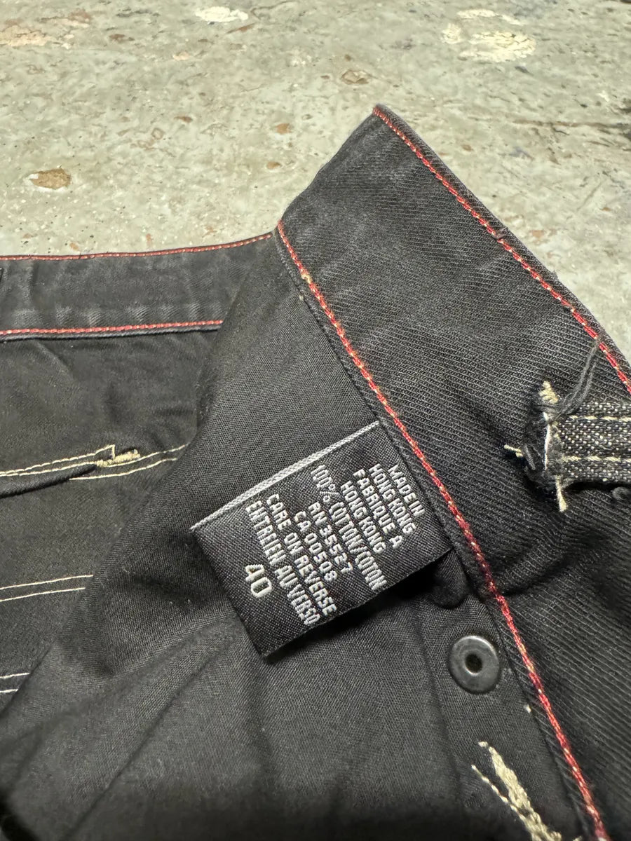 2000s Marithé + François Girbaud Black Hybrid Patchwork Pockets Pants vZURroD 4