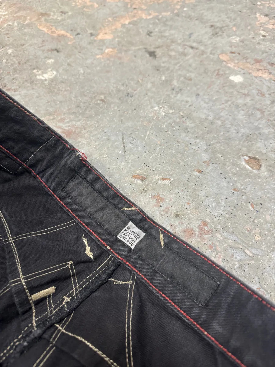 2000s Marithé + François Girbaud Black Hybrid Patchwork Pockets Pants vZURroD 5