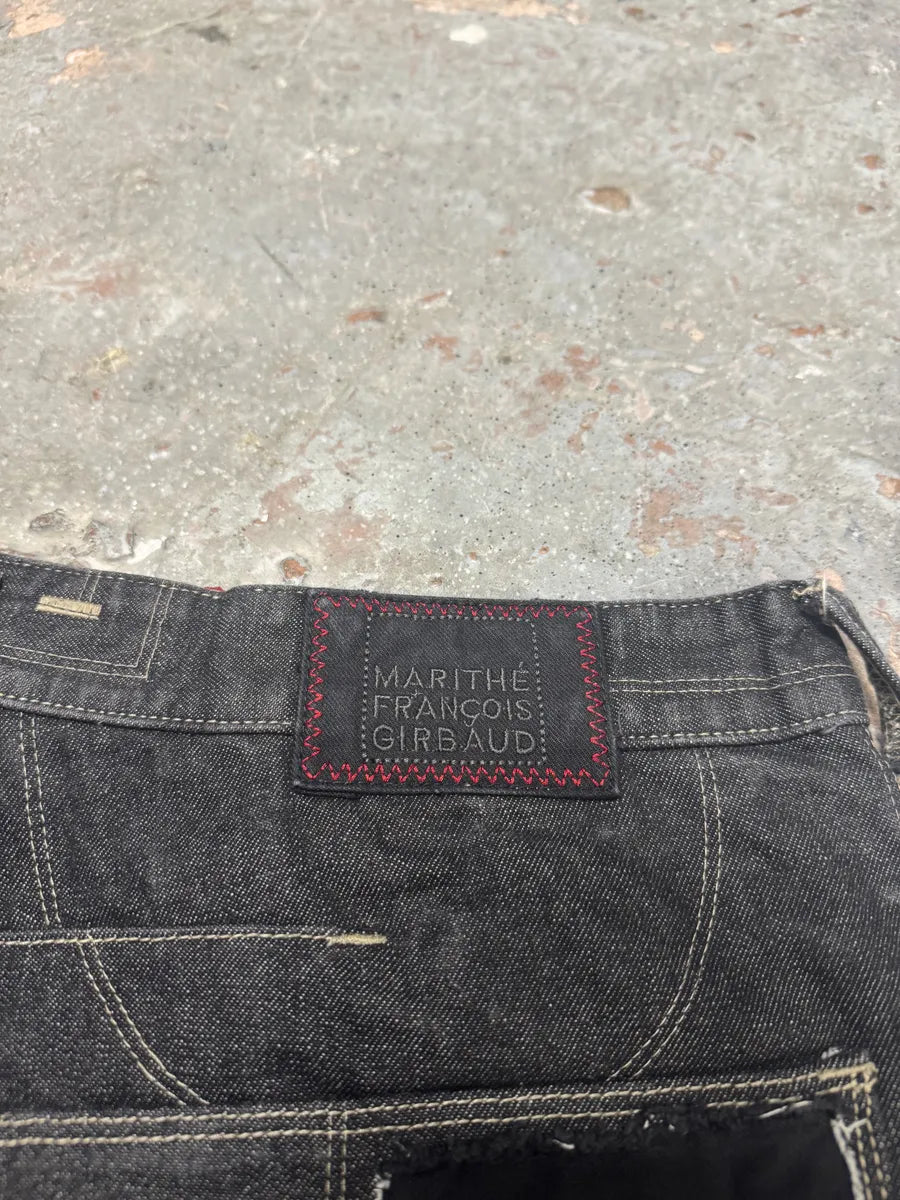 2000s Marithé + François Girbaud Black Hybrid Patchwork Pockets Pants vZURroD 8