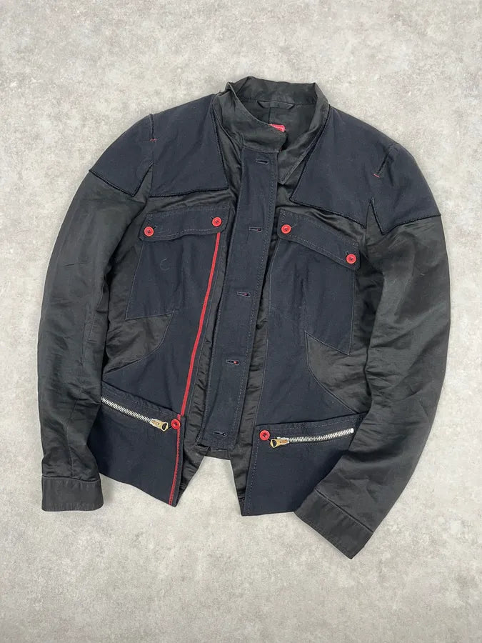 2000s Marithé + François Girbaud Black Irregular Red Buttoned Jacket GYpmUsD 3